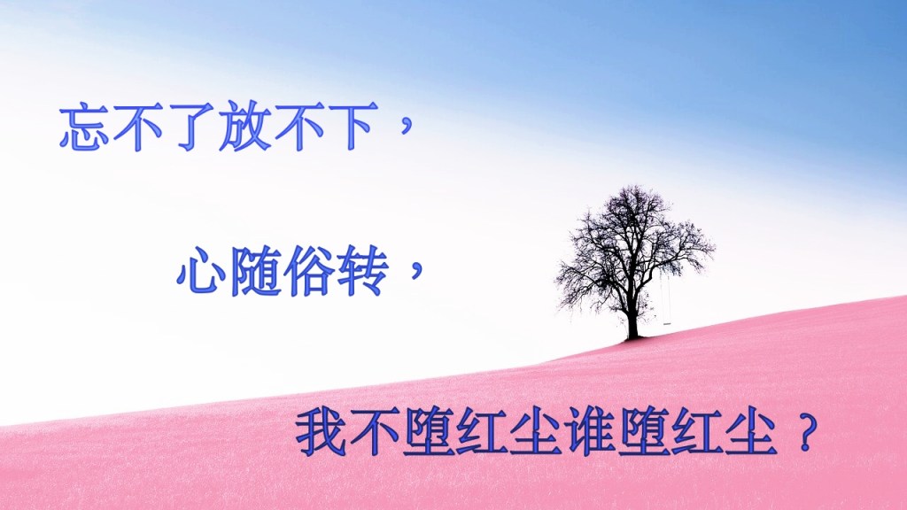 忘不了放不下，心随俗转，我不堕红尘谁堕红尘？