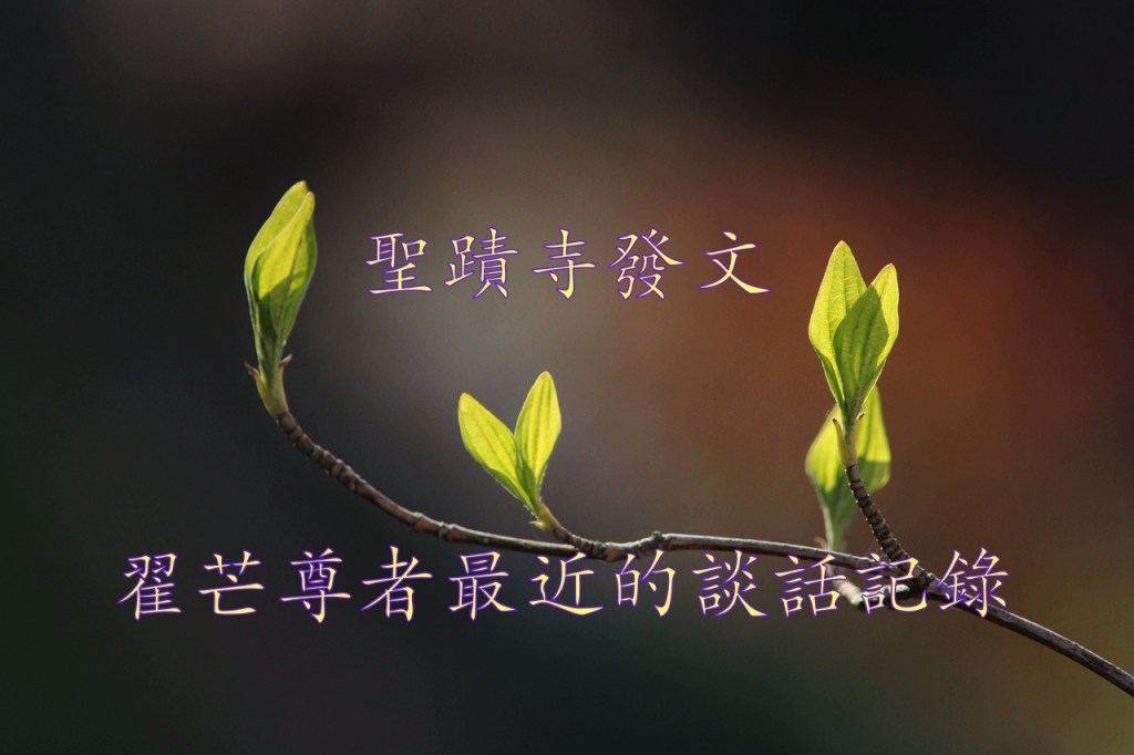 聖蹟寺發文：翟芒尊者最近的談話記錄