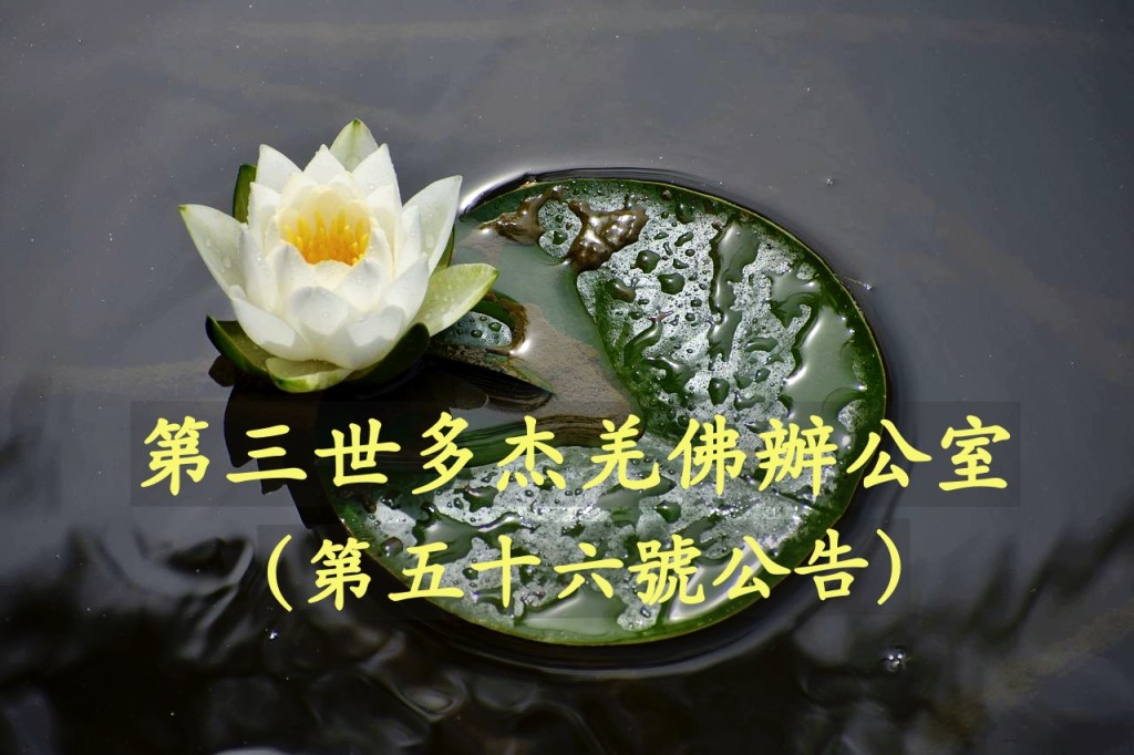 第三世多杰羌佛辦公室 （第五十六號公告）